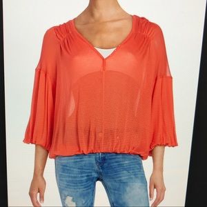 Free People || Orange Island Sheer Blouse